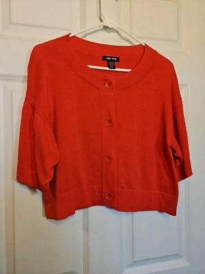 Spring Mercer Large Coral Red Shirt Sleeve Sweater Button-up  - Image 1 of 4