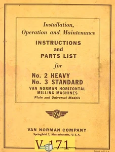 Van Norman 2 y 3, manual de operaciones de fresado y piezas - Imagen 1 de 5