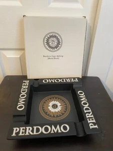 Perdomo Cigar Ashtray Black & Gold Logo Melamine 4 Finger Square 9.5" - Picture 1 of 3