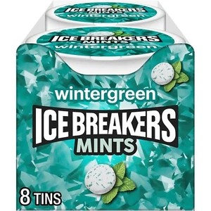 ICE BREAKERS Wintergreen Sugar Free Breath Mints Tins, 1.5 oz 8 Count - Picture 1 of 4