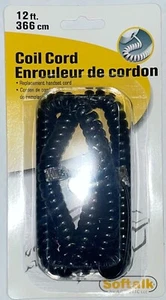 Softalk Black 12ft Replacement Handset Coil Cord - Picture 1 of 2