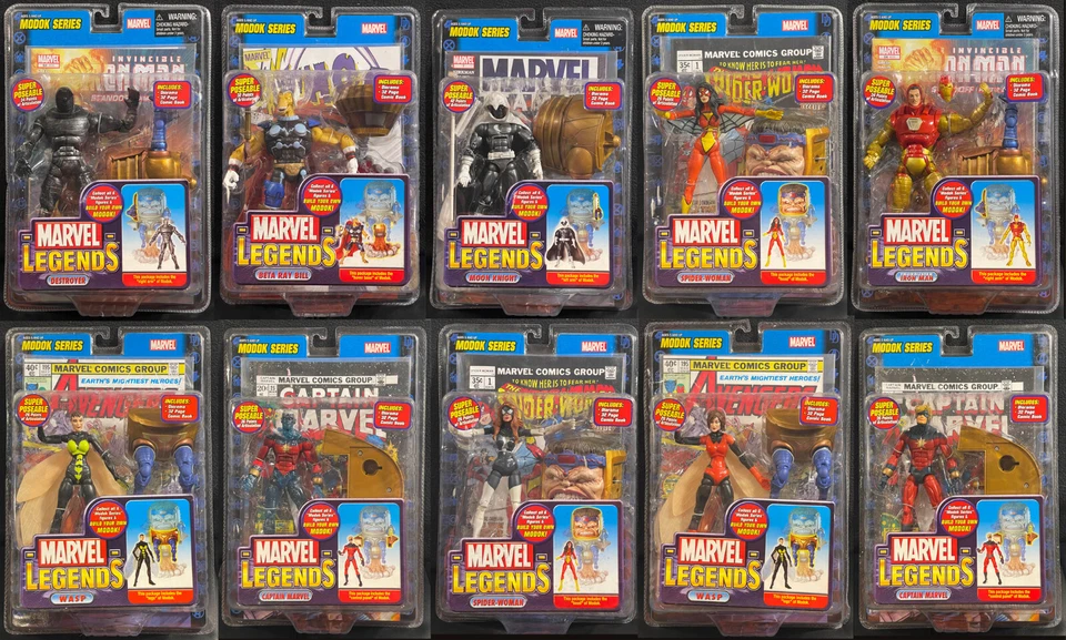 RARE 2006 Toy Biz Marvel Legends 6" Modok BAF COMPLETE SET + 4 VARIANTS MOC/MIP - Image 1 of 4
