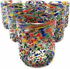 Hand Blown Mexican Drinking Glasses – Set of 6 Confetti Rock Tumbler Glasses...