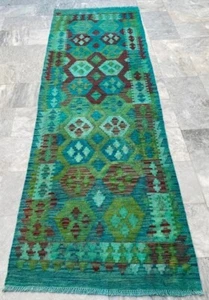 Afghan Kilim,Afghan Overdyed Runner,Chobi Runner,Flat Weave Kilim,3x9 ft - Picture 1 of 9