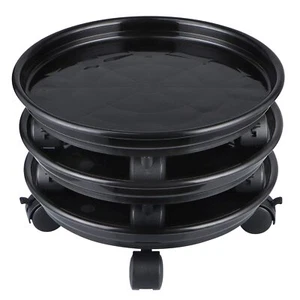 Pack of 3 11.8 in Plant Caddy Round Plant Pallet Pot with Lock Wheels Rolling - Picture 1 of 7