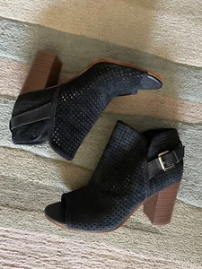 Sam Edelman Black Suede Peep Toe Booties Sandals Size 5 - Picture 1 of 5