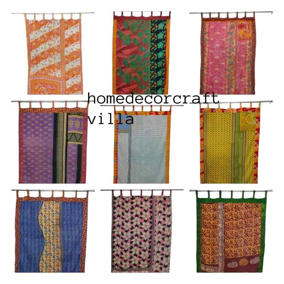 Lote de 5 piezas cortinas de ducha acolchadas para cortina de ventana Kantha surtidas mixtas hechas a mano Foto 1 de 3