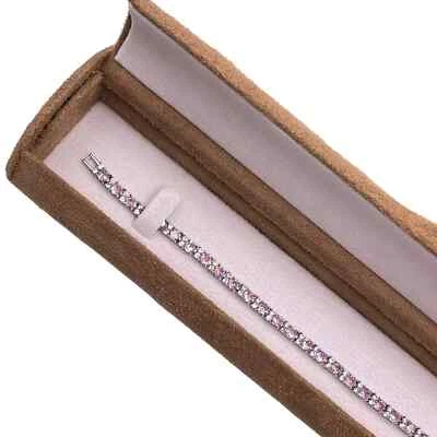 Brazalete Tenis Turmalina Rosa Acabado Oro Blanco con 2 Diamantes Creados Foto 1 de 4