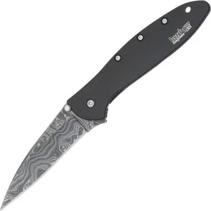 New Kershaw Leek Framelock A/O Damascus 1660DAMBK - Picture 1 of 2