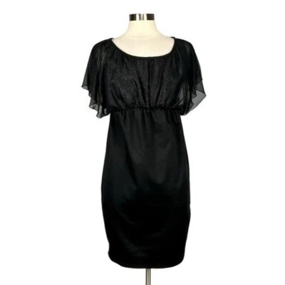 Jules & Jim Womens Maternity Dress Black Flutter Sleeve Shimmery size Medium - Image 1 of 4