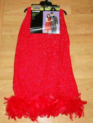 Disfraz de mujer años 20 flapper rugiente años 20 pluma roja disfraz mediano Foto 1 de 2