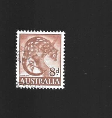 Sello postal de centavos de gato tigre de Australia de 8 peniques buen estado envío gratuito Foto 1 de 2