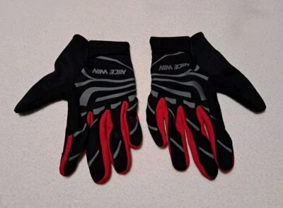 Guantes de Bicicleta Antideslizantes Unisex NICE WIN, Negros con Rojo/Gris/Blanco, Talla Pequeña Foto 1 de 2
