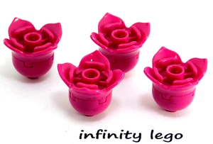 4 hojas LEGO flor magenta 4 pétalos con cúpula magenta tallo 2x2 15469 3262 - Imagen 1 de 3