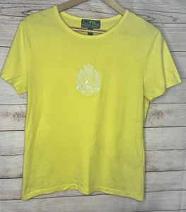 Ralph Lauren Embroidered Active Womens Top Large Yellow - Picture 1 of 5