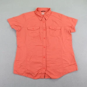 Columbia Shirt Womens Large Pink Omni Shade Snap Up Ripstop Top Hiking Fishing ^ - Picture 1 of 13