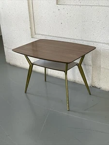 Mid Century Modern Coffee/side Table Aluminum Legs Formica Top - Picture 1 of 15