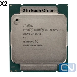 Lot of 2 Intel Xeon E5-2630V3 2.4GHz 20MB SR206 LGA2011 v3 Server CPU Processor - Picture 1 of 10