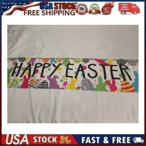 Large Colorful Happy Easter Egg Bunny Banner Porch/Yard Sign 6'X1' Ft - Picture 1 of 10
