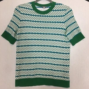 COS Jumper Green Multi Retro Geometric Crew Neck Short Sleeve Sweater EU XS UK 6 - Picture 1 of 17