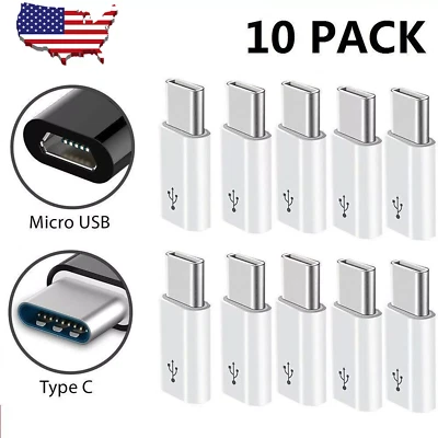 10pack USB-C USB 3.1 Type C Male to Micro USB Female Adapter Converter Connector - Image 1 of 4