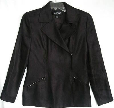 Raro LINDA ALLARD ELLEN TRACY Mujer Negro Lino Cremallera Blazer Chaqueta Vestido Abrigo 2 Foto 1 de 4