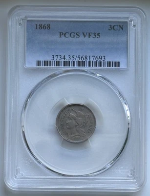 1868 Three Cent Nickel - 3CN - PCGS VF 35 - Image 1 of 4