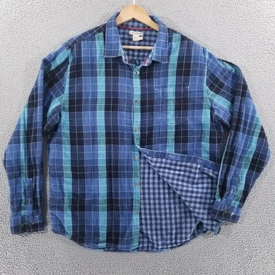 Рубашка мужская углеродная 2 кобальтовая большая синяя клетчатая уличная повседневная с двойными стенками на пуговицах - Изображение 1 из 4