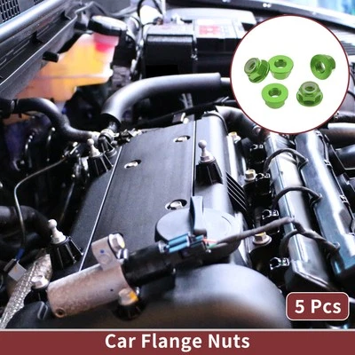5 Stück M5 Flanschmuttern für Auto, grüner Gummiring, 6mm, Flachsechskant - Bild 1 von 4
