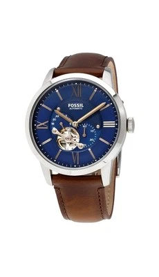 Fossil Mens Townsman Automatic Stainless Steel & Leather Two Hand Skeleton Watch - Image 1 of 4