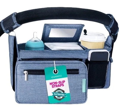 Carrito organizador organizador con portavasos, correa antideslizante, bolsa para teléfono se adapta a la mayoría Foto 1 de 4