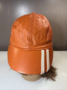 Wilsons Vintage Leather Orange Newsie Newsboy Cap Y2K Hat Maxima L/XL - Picture 1 of 10