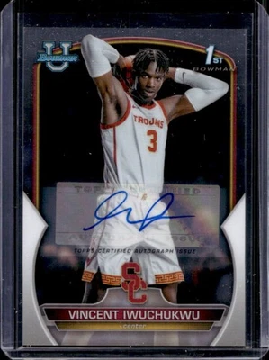 2022-23 Bowman Chrome U Vincent Iwuchukwu Prospect Auto #92 Trojans - Image 1 of 2