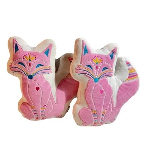 2 x Florence The Pink Fox Pillow Plush Toy 36 x 33cm KAS Cushions Kids Bedroom - Picture 1 of 12