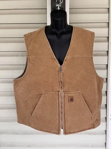 Carhartt V26-CML Tan Sherpa Lined Canvas Vest Full Zip Pockets Men’s Size 2XL - Bild 1 von 13