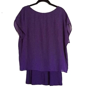Top Express Púrpura Brillante En Capas Fluido Elegante Brillante Elastizado Fiesta Usado en Excelente Condición Talla M - Imagen 1 de 6