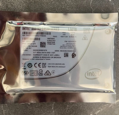 Intel 1.92TB S4510 SSD SATA 6Gb/s 2.5" Internal SSD SATA III SSDSC2KB019T8 - Image 1 of 2