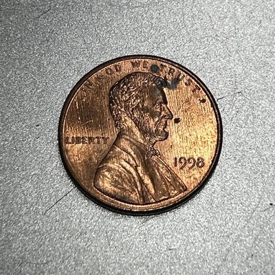 1998 P Lincoln Error Coin Filled R in Liberty + Graining Possible Woody  - Image 1 of 3