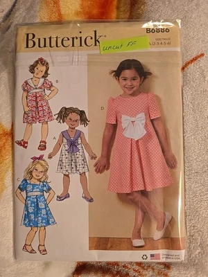Butterick Girls' Dress Pattern B6886 A 2 3 4 5 6 Uncut  - Image 1 of 2