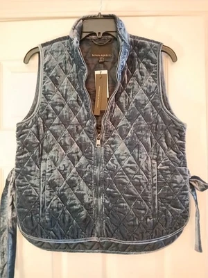 Banana Republic Quilted Velvet Vest Prep Navy Small New With Tags $148.00 - Image 1 of 4