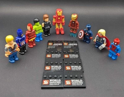 Lote de 10 Figuras Lego/Block Tech/Mail-in + Soportes Iron Man Spider-Man Thor Etc Foto 1 de 4
