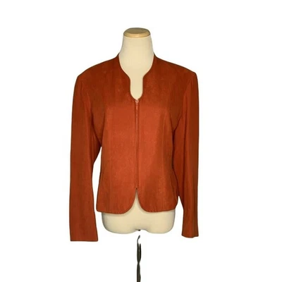 Chaqueta DRESSBARN Naranja Oxidado Gamuza Cremallera PL Foto 1 de 4