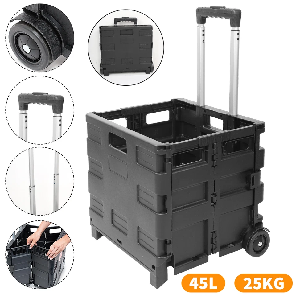 Voche Extra Large Folding Shopping Trolley Cart 40kg Capacity Car Boot Storage