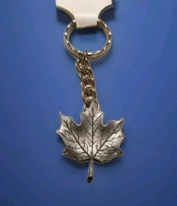 NEW Pewter Maple Leaf Key chain Keyring by Marka Canada Signed New with Tags - Picture 1 of 11