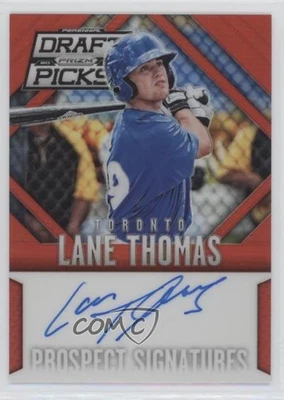 2014 Prizm Perennial Draft Picks Prospect Signatures Red /100 Lane Thomas Auto - Image 1 of 2