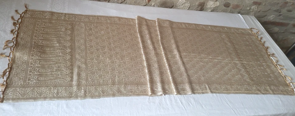 N29 Chemin de table en brocard doré Inde table runner brocade 53x223cm - Photo 1/4