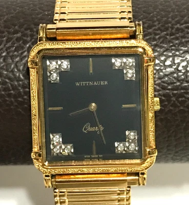Reloj de vestir vintage Wittnauer de cuarzo con esfera de diamantes enchapado en oro para hombre funciona Foto 1 de 4