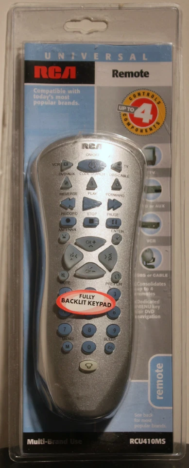 RCA UNIVERSAL REMOTE CONTROL Backlit Keypad 4 Devices RCU410MS Comfortable NEW - Image 1 of 1