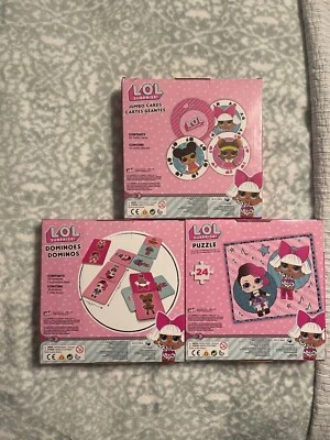 LOL Surprise Game 3-Pack Jumbo Playing Cards + 24 Piece Puzzle + Dominoes NEW - Image 1 of 2