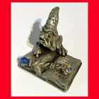 1994 Sunglo Designs Denicolo Pewter Wizard Frog Toad W Book Of Spells And Wand